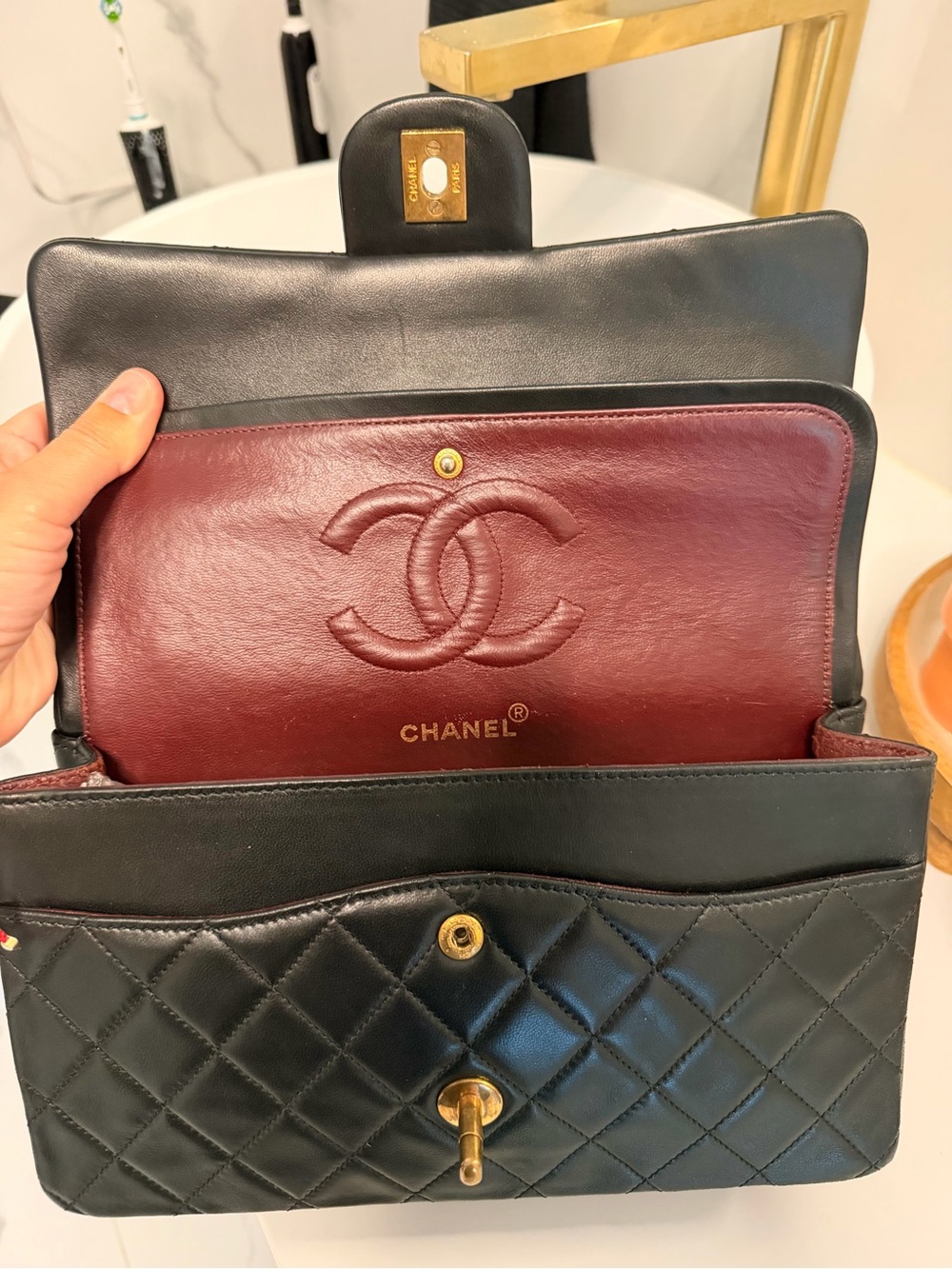 CHANEL Black Quilted Lambskin Shoulder Bag with Gold Hardware - Picture 11 of 12